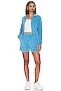 view 4 of 4 Terry Cloth Track Zip Up Hoodie in Sky Blue