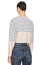 view 3 of 4 Wool Cashmere Stripe Crew Neck Sweater in Oatmeal & Light Blue
