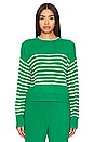 view 1 of 4 Boucle Knit Stripe Sweater in Parsley & Cream