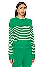 view 2 of 4 Boucle Knit Stripe Sweater in Parsley & Cream