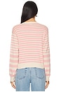 view 3 of 4 Light Soft Knit Stripe V Neck Sweater in Sand & Pink