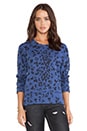 view 1 of 3 Oversized Leopard Print Loose Vintage Crew in Navy