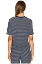 view 3 of 5 Stripe Crop Pocket Tee in Navy Stripe