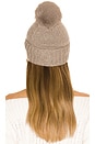 view 2 of 3 Cashmere Slouchy Cuff Beanie with Faux Fur Pom in Taupe