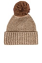 view 3 of 3 Cashmere Slouchy Cuff Beanie with Faux Fur Pom in Taupe