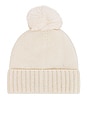 view 2 of 3 Cashmere Cuff Slouchy Beanie With Faux Pom in Ivory