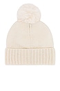 view 3 of 3 Cashmere Cuff Slouchy Beanie With Faux Pom in Ivory