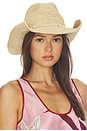 view 1 of 4 Raffia Cowboy Hat in Neutral & Neutral Bead