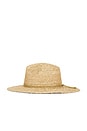 view 4 of 4 RAFFIA BRAID CONTINENTAL 페도라 햇 in Gold Wrap