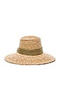 view 4 of 4 Raffia Braid Lampshade Hat in Natural & Gold Mesh