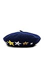 view 3 of 3 Wool Beret with Star Patches in Navy