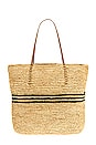 view 1 of 4 Luxe Stripe Tote in Natural and Black