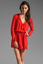 view 1 of 6 Deep V Faux Wrap Dress in Blood Orange
