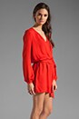 view 3 of 6 Deep V Faux Wrap Dress in Blood Orange