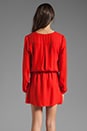 view 4 of 6 Deep V Faux Wrap Dress in Blood Orange