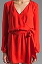 view 5 of 6 Deep V Faux Wrap Dress in Blood Orange