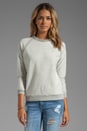 view 1 of 5 Sweatshirt with Crystal Herringbone Neckline in Light Heather Grey in Light Heather Grey & Crystal