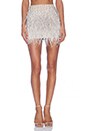 view 1 of 3 Ponte Embellished Mini Skirt with Feathers in Buff