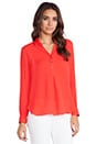 view 2 of 5 Silk Henley Blouse in Paprika