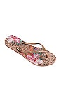 view 3 of 3 Slim Animal Floral Flip Flops in Crocus Rose