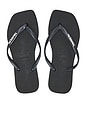 view 1 of 5 Slim Square Logo Sandal in Metallic Black & Silver