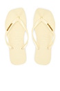 view 1 of 5 Slim Square Logo Metallic Sandal in Buttercream