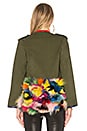 view 3 of 4 OD Field Jacket With Multicolor Fox Fur Panel in Olive Drab
