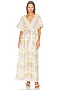 view 1 of 3 Embroidered Kimono Sleeve V-neck Cotton Maxi Dress in Sun Wink Chartreuse