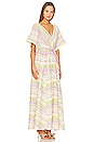 view 2 of 3 Embroidered Kimono Sleeve V-neck Cotton Maxi Dress in Sun Wink Chartreuse
