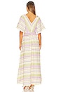 view 3 of 3 Embroidered Kimono Sleeve V-neck Cotton Maxi Dress in Sun Wink Chartreuse
