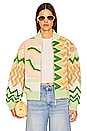 view 1 of 6 Cotton Jacquard Bomber Jacket in Under The Sun Pink & Green