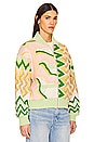 view 3 of 6 Cotton Jacquard Bomber Jacket in Under The Sun Pink & Green