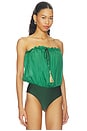 view 3 of 5 TOP SIN TIRANTES BANDEAU SILK in Green