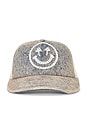 view 1 of 3 Rhinestone Smiley Meshback Hat in Dirty Indigo & Bone