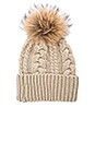 view 4 of 4 BONNET AVEC POMPON EN FOURRURE DE RATON LAVEUR ORIGINE ASIE TYLER in Putty