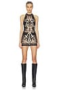 view 1 of 5 Feather Lace Mini Dress in Black/Nude