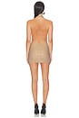 view 3 of 4 Rhinestone Halter Mini Dress in Tan