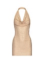 view 6 of 6 ROBE RHINESTONE HALTER MINI DRESS in Tan