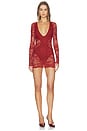 view 1 of 6 Lace Veiled Mini in Red