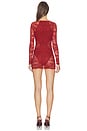 view 4 of 6 Lace Veiled Mini in Red