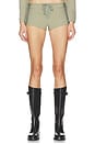 view 1 of 8 Open Lace Up Micro Shorts in Surplus Khaki in Olive