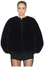 view 1 of 6 Long Hair Faux Fur Bomber in Black
