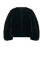 view 5 of 6 Long Hair Faux Fur Bomber in Black
