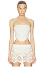 view 1 of 7 Feather Lace Corset in Cream/White