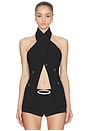 view 1 of 6 Wrap Lapel Halter Top in Black