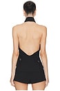 view 3 of 6 Wrap Lapel Halter Top in Black