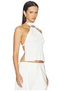 view 2 of 6 Halo Pleat Halter Top in White