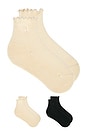 view 1 of 3 2 Pack Ruffle Sock in Black & Oat Milk