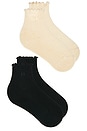 view 2 of 3 2 Pack Ruffle Sock in Black & Oat Milk