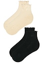 view 3 of 3 2 Pack Ruffle Sock in Black & Oat Milk